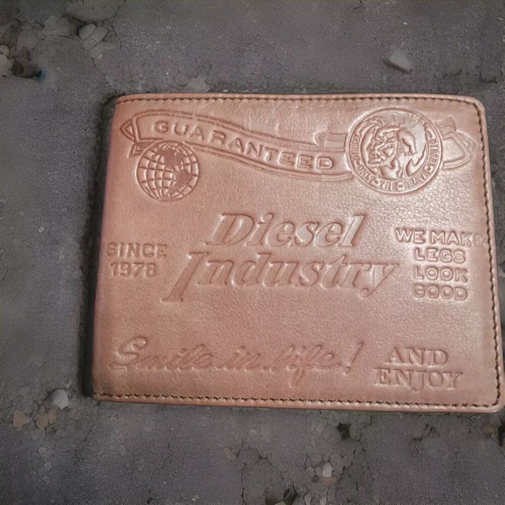 Diesel Industry Jem Hiresh Bifold Wallet Brown Leather Embossed Renzo Rosso